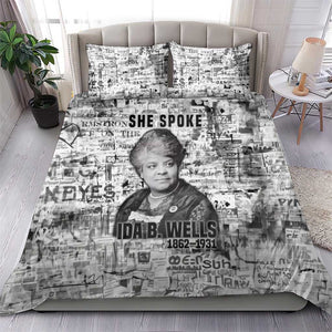 Ida B. Wells Bedding Set with Newspaper Collage Design Powerful Portrait Civil Rights and Free Press Tribute - African Pride