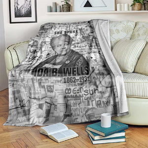 Ida B. Wells Blanket with Newspaper Collage Design Powerful Portrait Civil Rights and Free Press Tribute - African Pride