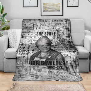 Ida B. Wells Blanket with Newspaper Collage Design Powerful Portrait Civil Rights and Free Press Tribute - African Pride