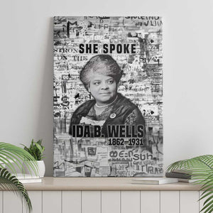 Ida B. Wells Canvas Wall Art with Newspaper Collage Design Powerful Portrait Civil Rights and Free Press Tribute - African Pride