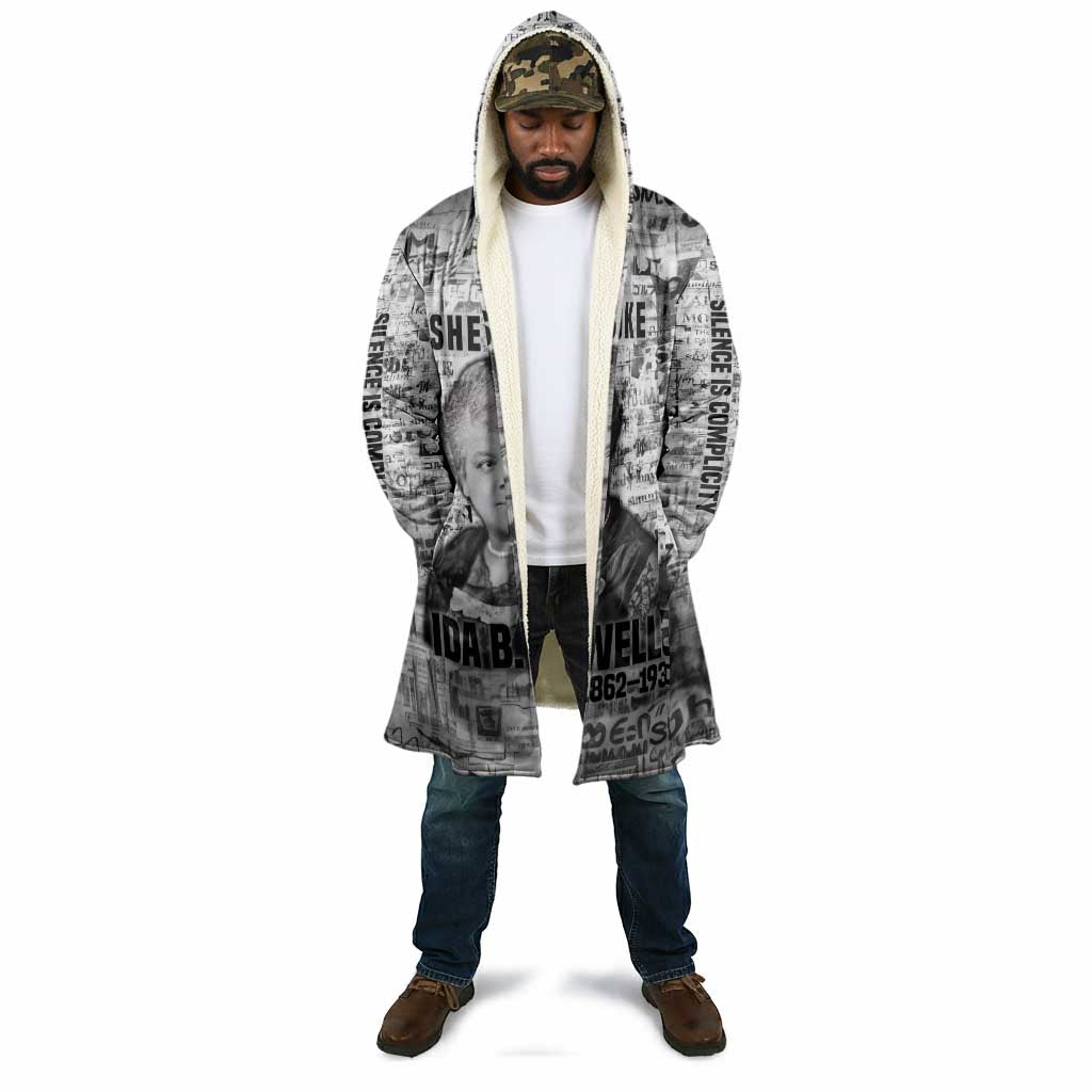 Ida B. Wells Cloak with Newspaper Collage Design Powerful Portrait Civil Rights and Free Press Tribute - African Pride