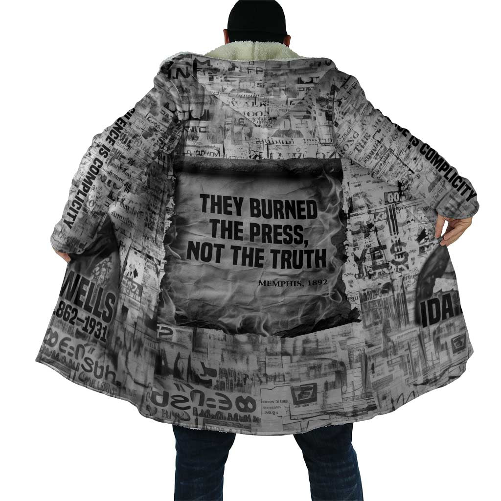 Ida B. Wells Cloak with Newspaper Collage Design Powerful Portrait Civil Rights and Free Press Tribute - African Pride