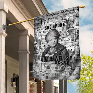 Ida B. Wells Garden Flag with Newspaper Collage Design Powerful Portrait Civil Rights and Free Press Tribute - African Pride