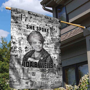 Ida B. Wells Garden Flag with Newspaper Collage Design Powerful Portrait Civil Rights and Free Press Tribute - African Pride