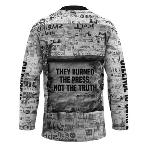 Ida B. Wells Hockey Jersey with Newspaper Collage Design Powerful Portrait Civil Rights and Free Press Tribute - African Pride