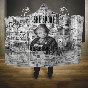 Ida B. Wells Hooded Blanket with Newspaper Collage Design Powerful Portrait Civil Rights and Free Press Tribute - African Pride