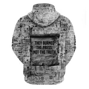 Ida B. Wells Hoodie with Newspaper Collage Design Powerful Portrait Civil Rights and Free Press Tribute - African Pride