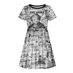 Ida B. Wells Kid Short Sleeve Dress with Newspaper Collage Design Powerful Portrait Civil Rights and Free Press Tribute - African Pride