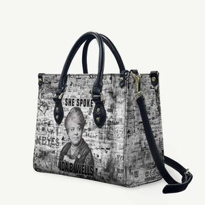 Ida B. Wells Leather Bag with Newspaper Collage Design Powerful Portrait Civil Rights and Free Press Tribute - African Pride