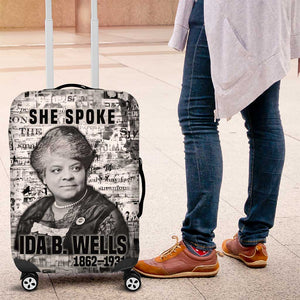 Ida B. Wells Luggage Cover with Newspaper Collage Design Powerful Portrait Civil Rights and Free Press Tribute - African Pride