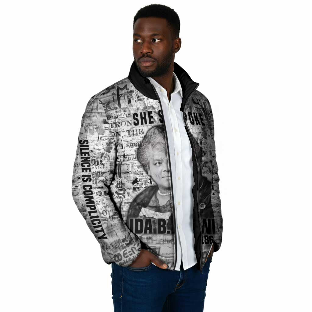 Ida B. Wells Padded Jacket with Newspaper Collage Design Powerful Portrait Civil Rights and Free Press Tribute - African Pride