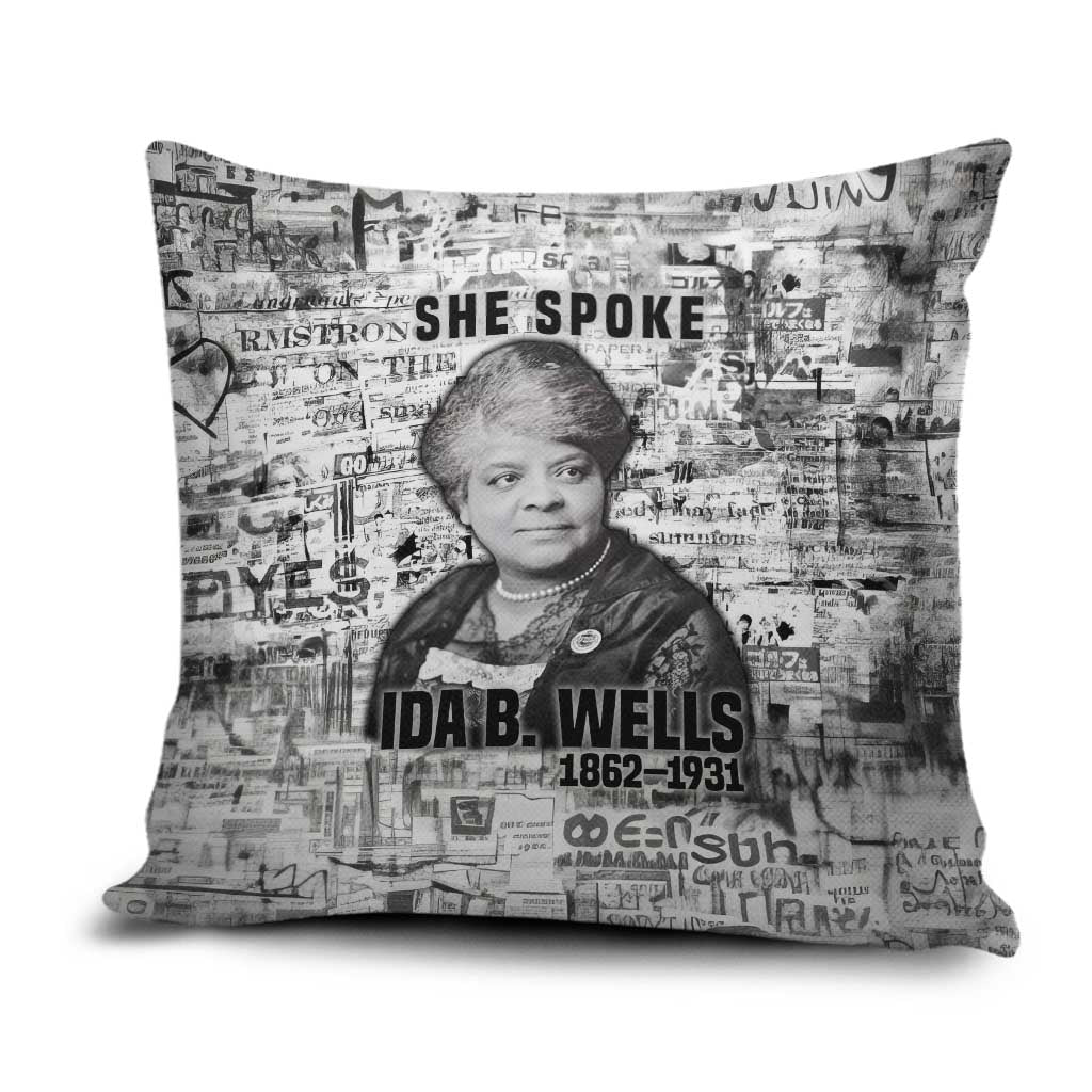 Ida B. Wells Pillow Cover with Newspaper Collage Design Powerful Portrait Civil Rights and Free Press Tribute - African Pride