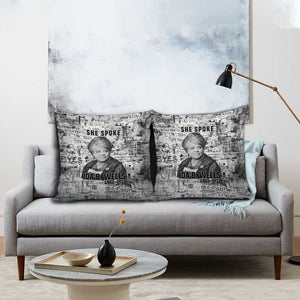 Ida B. Wells Pillow Cover with Newspaper Collage Design Powerful Portrait Civil Rights and Free Press Tribute - African Pride