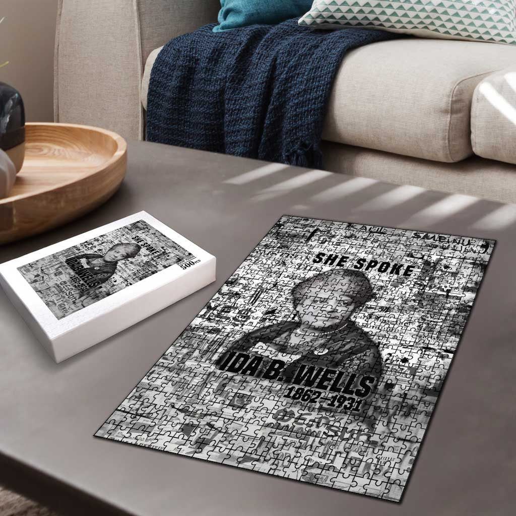 Ida B. Wells Puzzle with Newspaper Collage Design Powerful Portrait Civil Rights and Free Press Tribute - African Pride