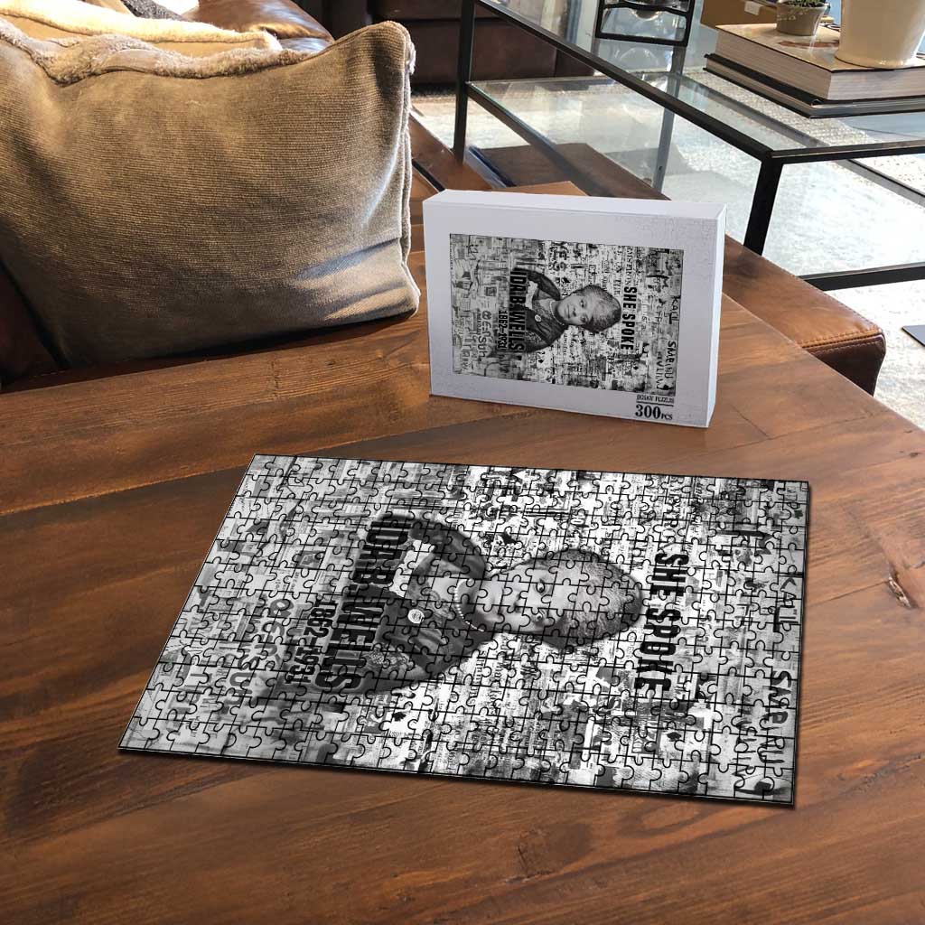 Ida B. Wells Puzzle with Newspaper Collage Design Powerful Portrait Civil Rights and Free Press Tribute - African Pride