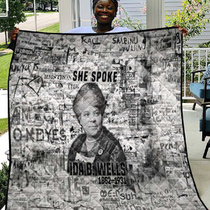 Ida B. Wells Quilt with Newspaper Collage Design Powerful Portrait Civil Rights and Free Press Tribute - African Pride