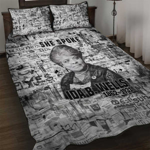 Ida B. Wells Quilt Bed Set with Newspaper Collage Design Powerful Portrait Civil Rights and Free Press Tribute - African Pride