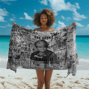 Ida B. Wells Sarong with Newspaper Collage Design Powerful Portrait Civil Rights and Free Press Tribute - African Pride