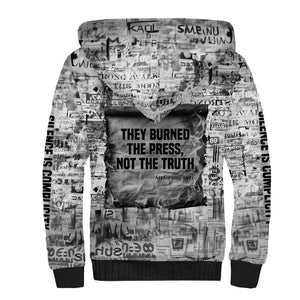 Ida B. Wells Sherpa Hoodie with Newspaper Collage Design Powerful Portrait Civil Rights and Free Press Tribute - African Pride
