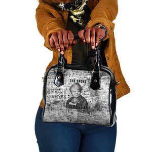 Ida B. Wells Shoulder Handbag with Newspaper Collage Design Powerful Portrait Civil Rights and Free Press Tribute - African Pride