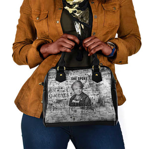 Ida B. Wells Shoulder Handbag with Newspaper Collage Design Powerful Portrait Civil Rights and Free Press Tribute - African Pride