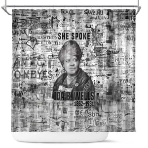 Ida B. Wells Shower Curtain with Newspaper Collage Design Powerful Portrait Civil Rights and Free Press Tribute - African Pride