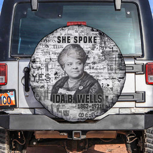 Ida B. Wells Spare Tire Cover with Newspaper Collage Design Powerful Portrait Civil Rights and Free Press Tribute - African Pride