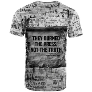 Ida B. Wells T shirt with Newspaper Collage Design Powerful Portrait Civil Rights and Free Press Tribute - African Pride