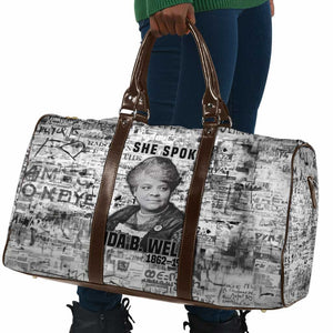Ida B. Wells Travel Bag with Newspaper Collage Design Powerful Portrait Civil Rights and Free Press Tribute - African Pride