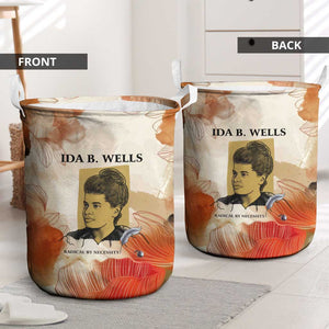 Ida B. Wells Laundry Basket with Floral Pen Design Illustrated Portrait Civil Rights and Journalism Tribute - African Pride