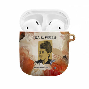 Ida B. Wells AirPods Case with Floral Pen Design Illustrated Portrait Civil Rights and Journalism Tribute - African Pride