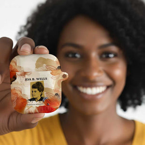 Ida B. Wells AirPods Case with Floral Pen Design Illustrated Portrait Civil Rights and Journalism Tribute - African Pride