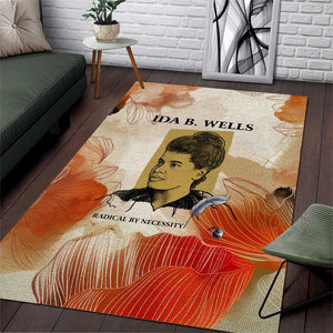 Ida B. Wells Area Rug with Floral Pen Design Illustrated Portrait Civil Rights and Journalism Tribute - African Pride