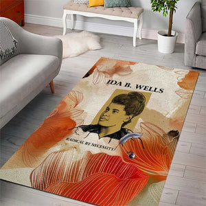 Ida B. Wells Area Rug with Floral Pen Design Illustrated Portrait Civil Rights and Journalism Tribute - African Pride