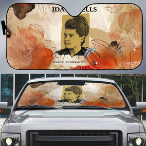 Ida B. Wells Auto Sun Shade with Floral Pen Design Illustrated Portrait Civil Rights and Journalism Tribute - African Pride