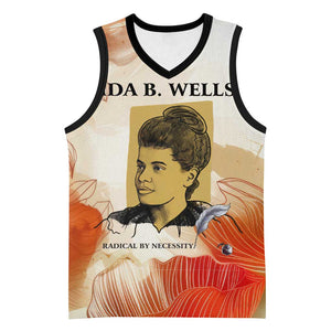 Ida B. Wells Basketball Jersey with Floral Pen Design Illustrated Portrait Civil Rights and Journalism Tribute - African Pride