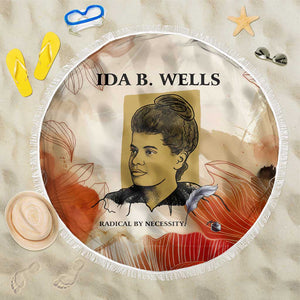 Ida B. Wells Beach Blanket with Floral Pen Design Illustrated Portrait Civil Rights and Journalism Tribute - African Pride