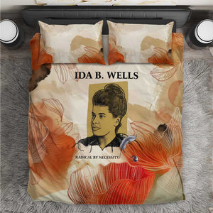 Ida B. Wells Bedding Set with Floral Pen Design Illustrated Portrait Civil Rights and Journalism Tribute - African Pride