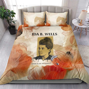 Ida B. Wells Bedding Set with Floral Pen Design Illustrated Portrait Civil Rights and Journalism Tribute - African Pride