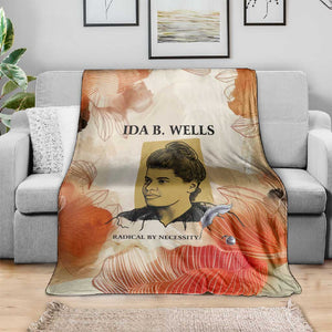 Ida B. Wells Blanket with Floral Pen Design Illustrated Portrait Civil Rights and Journalism Tribute - African Pride
