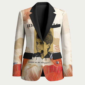 Ida B. Wells Blazer with Floral Pen Design Illustrated Portrait Civil Rights and Journalism Tribute - African Pride