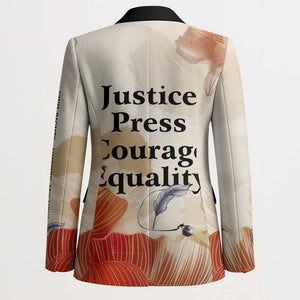 Ida B. Wells Blazer with Floral Pen Design Illustrated Portrait Civil Rights and Journalism Tribute - African Pride