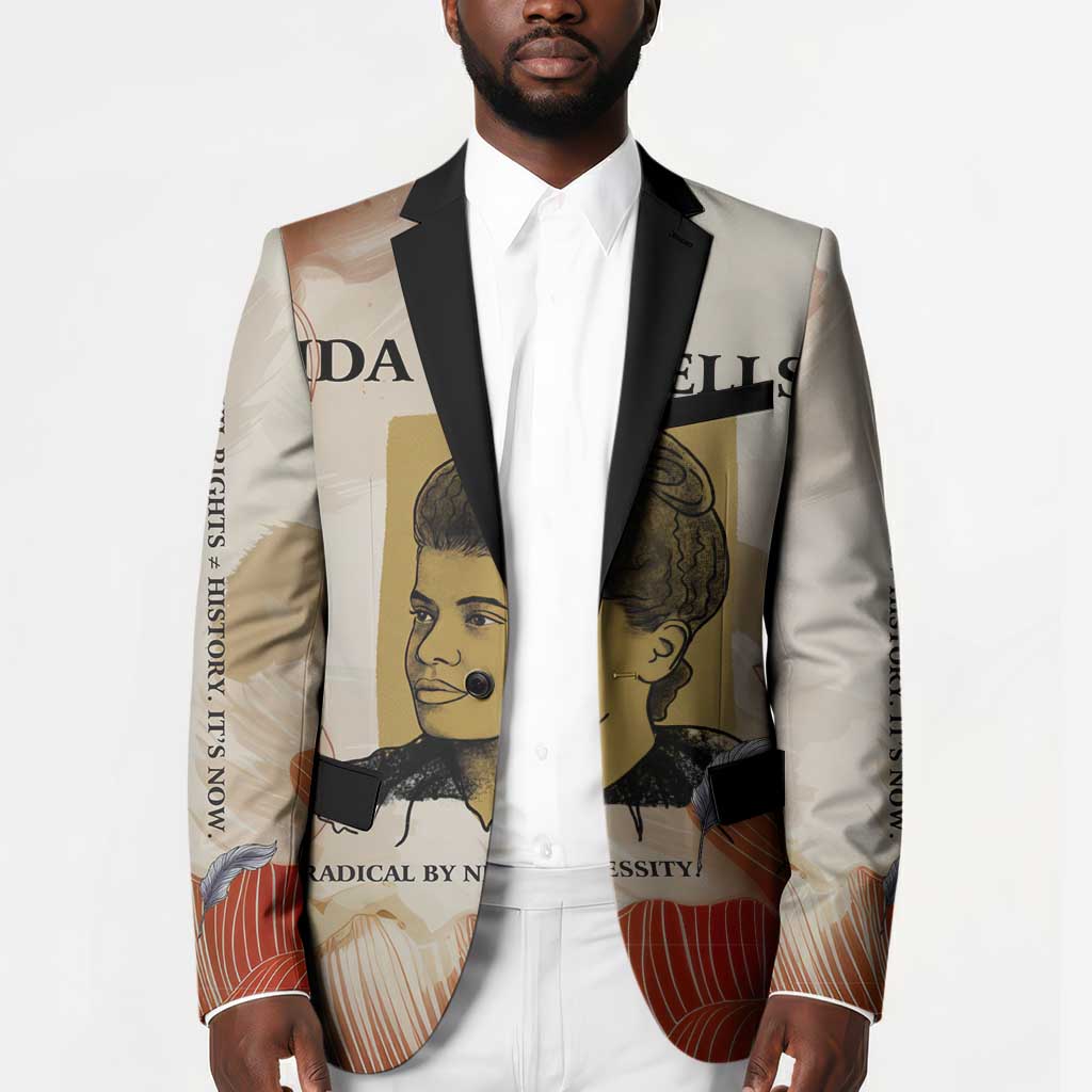 Ida B. Wells Blazer with Floral Pen Design Illustrated Portrait Civil Rights and Journalism Tribute - African Pride