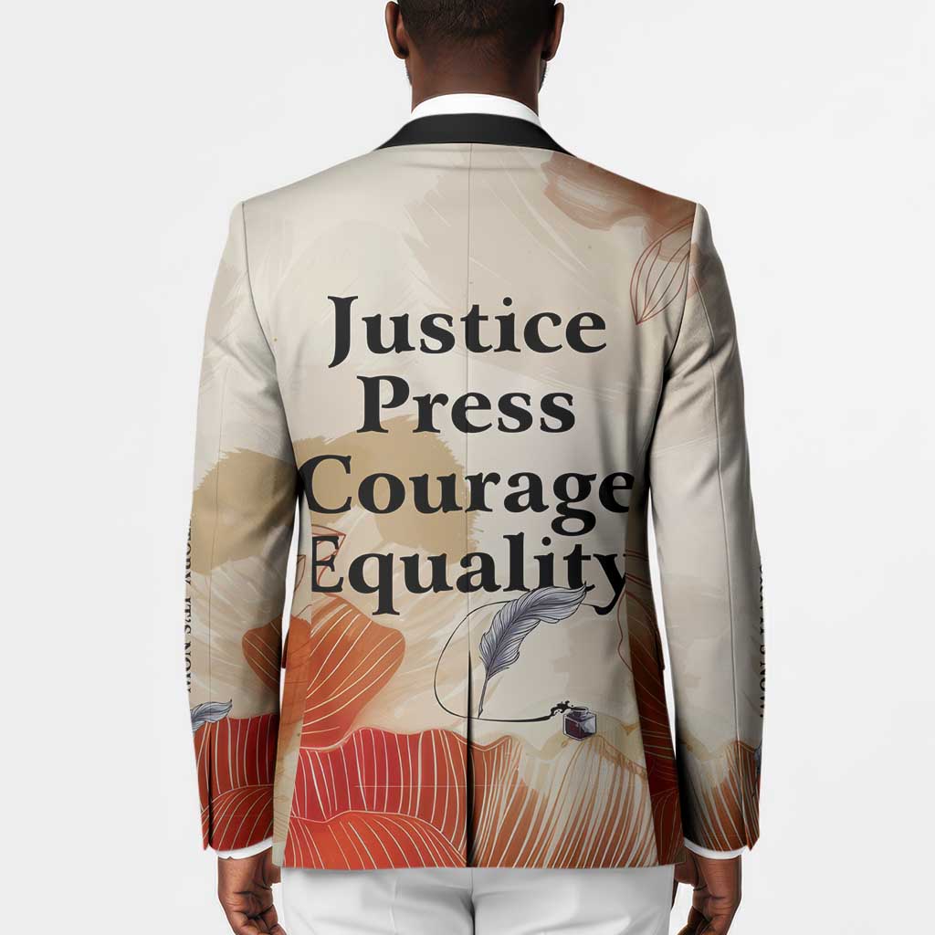 Ida B. Wells Blazer with Floral Pen Design Illustrated Portrait Civil Rights and Journalism Tribute - African Pride