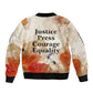 Ida B. Wells Bomber Jacket with Floral Pen Design Illustrated Portrait Civil Rights and Journalism Tribute - African Pride