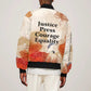 Ida B. Wells Bomber Jacket with Floral Pen Design Illustrated Portrait Civil Rights and Journalism Tribute - African Pride
