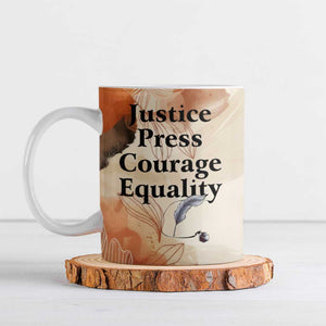 Ida B. Wells Ceramic Mug with Floral Pen Design Illustrated Portrait Civil Rights and Journalism Tribute - African Pride