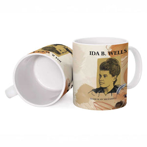 Ida B. Wells Ceramic Mug with Floral Pen Design Illustrated Portrait Civil Rights and Journalism Tribute - African Pride
