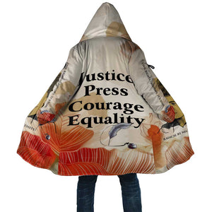 Ida B. Wells Cloak with Floral Pen Design Illustrated Portrait Civil Rights and Journalism Tribute - African Pride