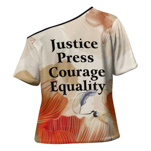 Ida B. Wells Cross Shoulder Shirt with Floral Pen Design Illustrated Portrait Civil Rights and Journalism Tribute - African Pride